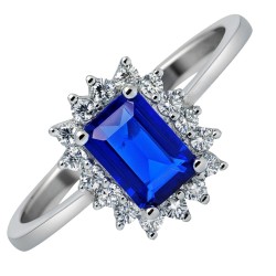 Λευκόχρυσο δαχτυλίδι ορθογώνια ροζέτα Κ14 με ζιργκόν